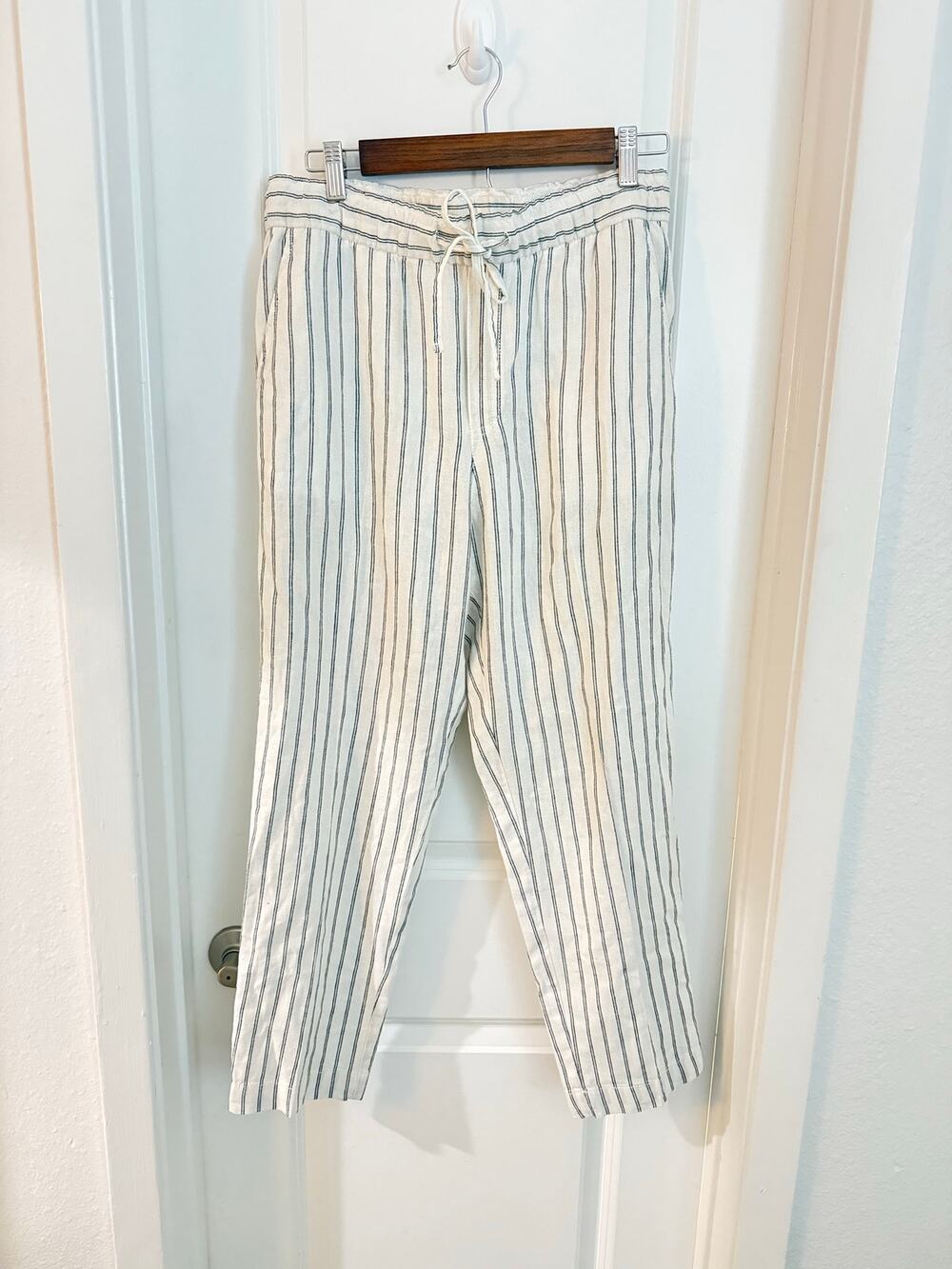 Gap Easy Pant Striped Linen Drawstring Pants Size Small